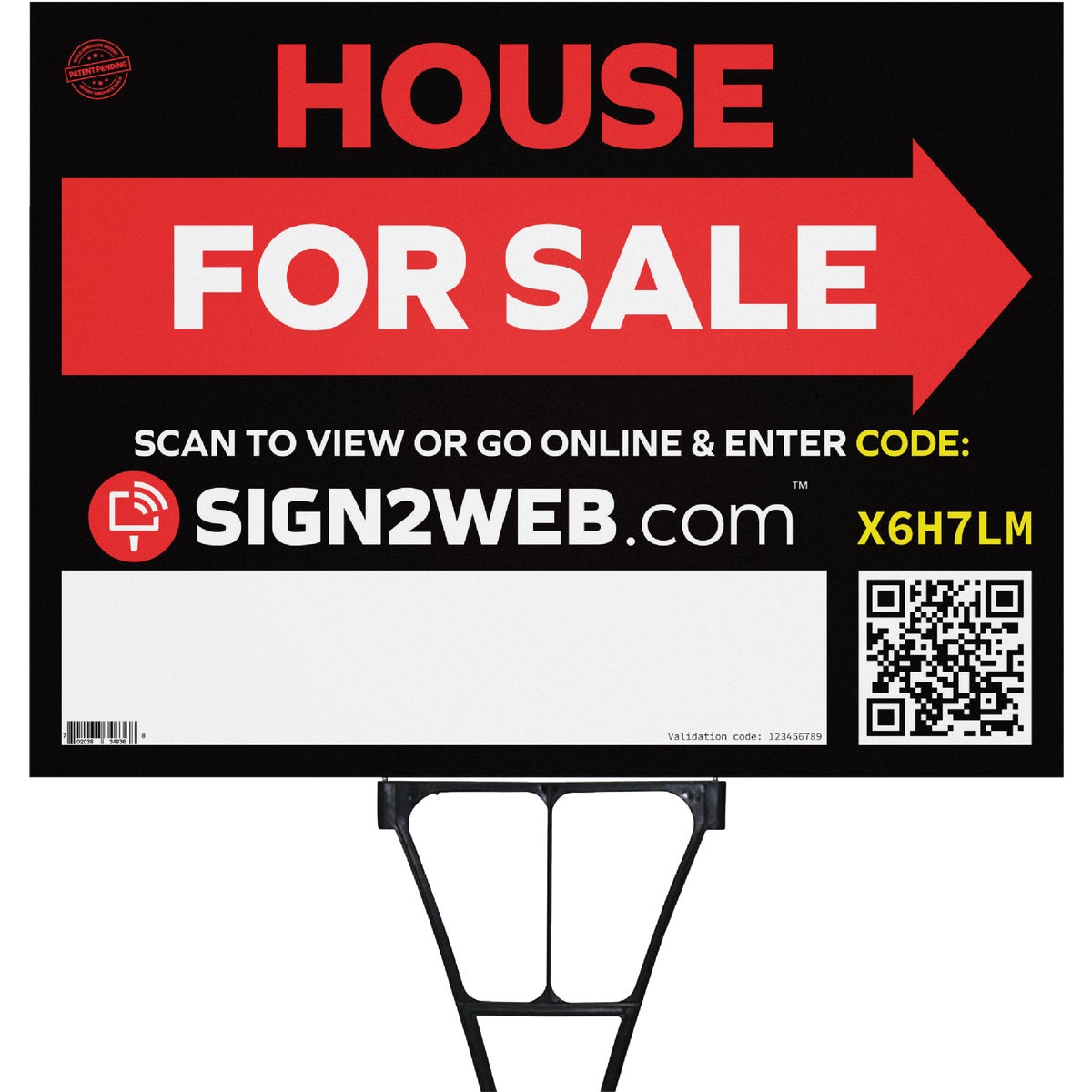 Sign2Web 18 In. x 24 In. Double Sided House For Sale with Arrow Sign