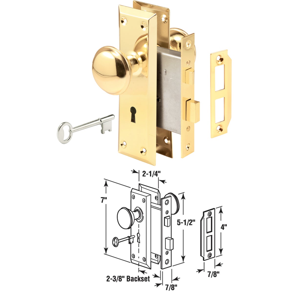 Prime Line Bit Key Mortise Lockset with Knob