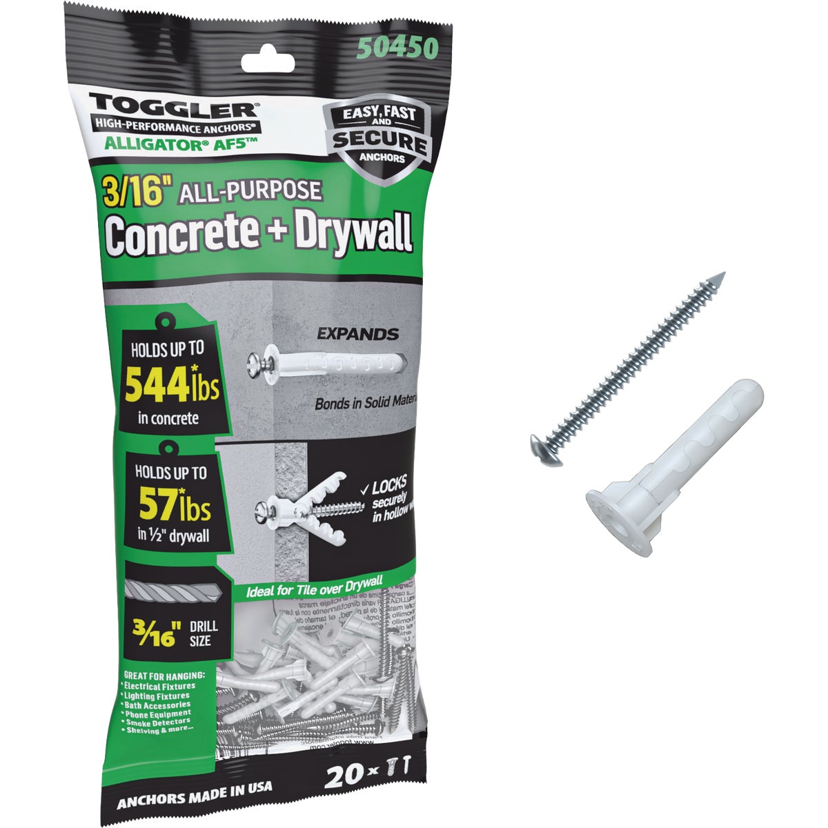 Toggler Alligator #8 x 1-1/4 In. Concrete & Drywall Anchors (20 Ct.)