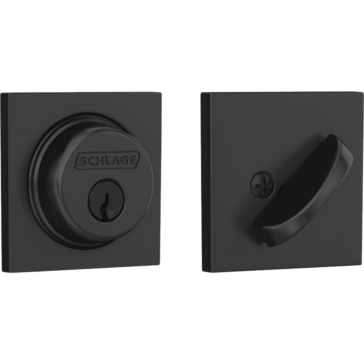 Schlage Matt Black Single Cylinder Deadbolt with Collins Trim 