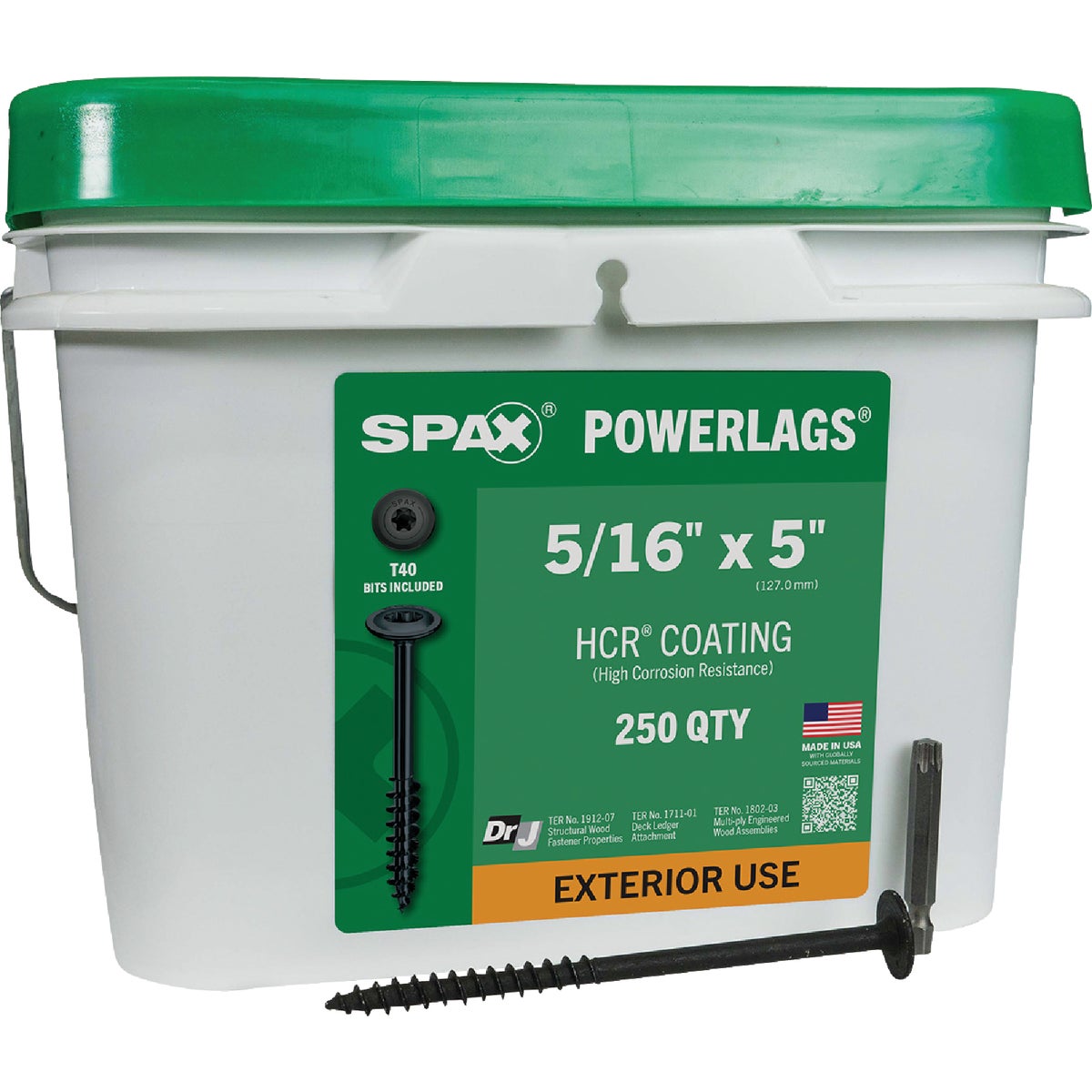 SPAX 5/16 x 5 In. PowerLag Washer Head T-40 HCR (Exterior Rated) Lag Screw Pail (250-Count)