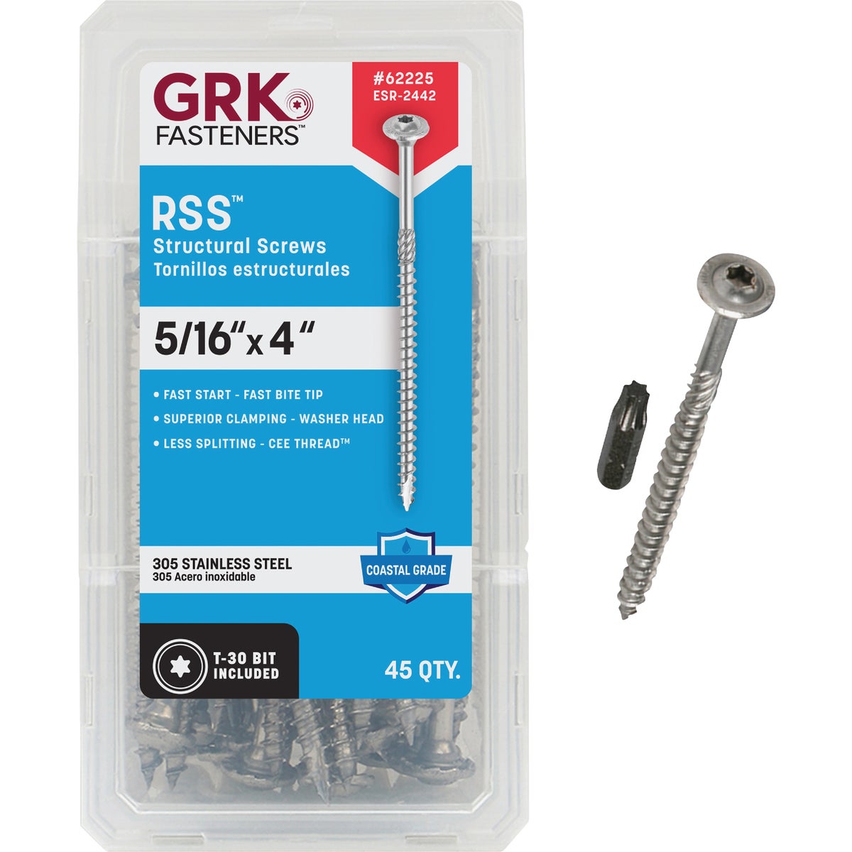 GRK RSS Rugged 5/16 In. x 4 In. Stainless Steel Structure Screw (45 Ct.)