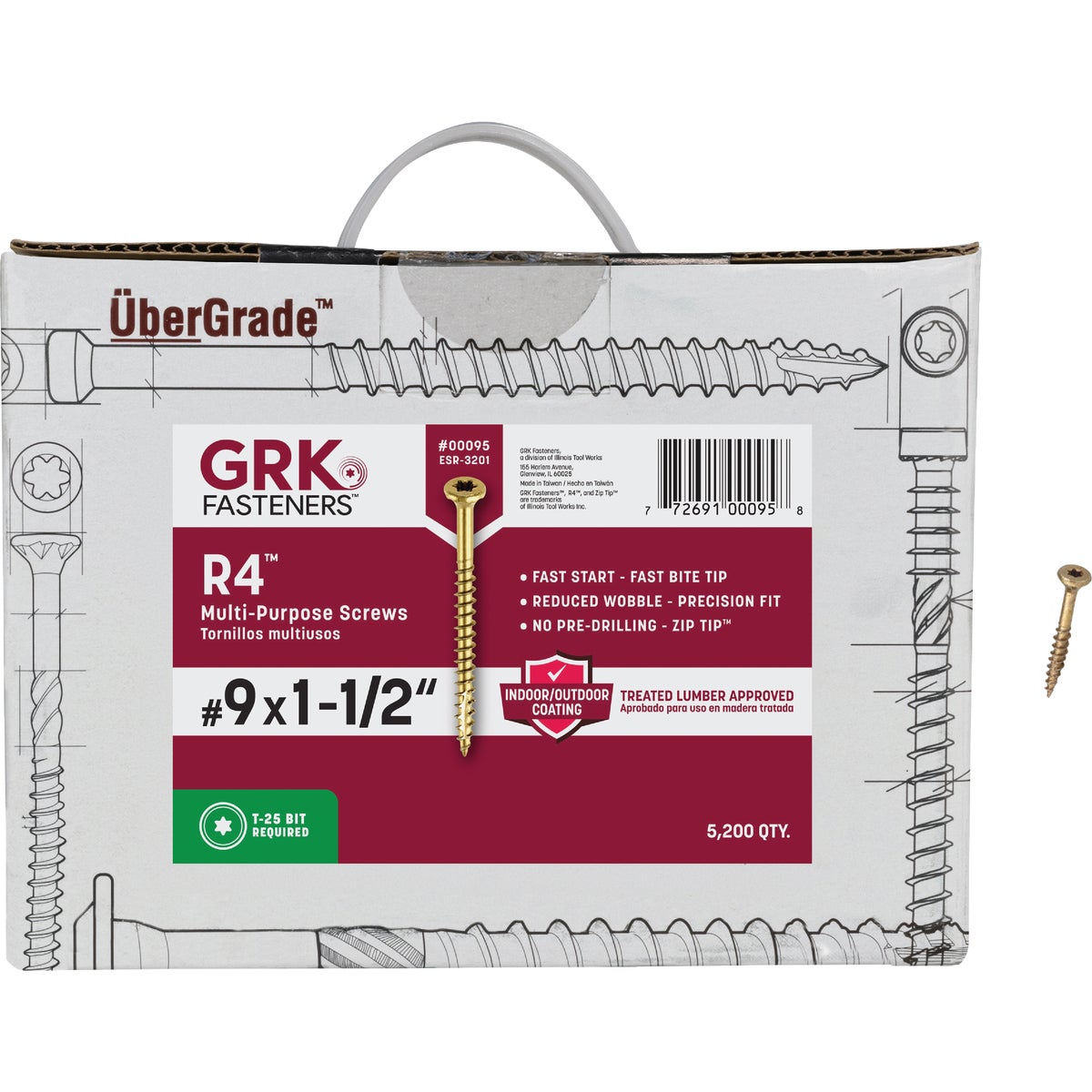 GRK R4 #9 x 1-1/2 In. Star Drive Multi-Purpose Wood Screw (5200 Ct.)