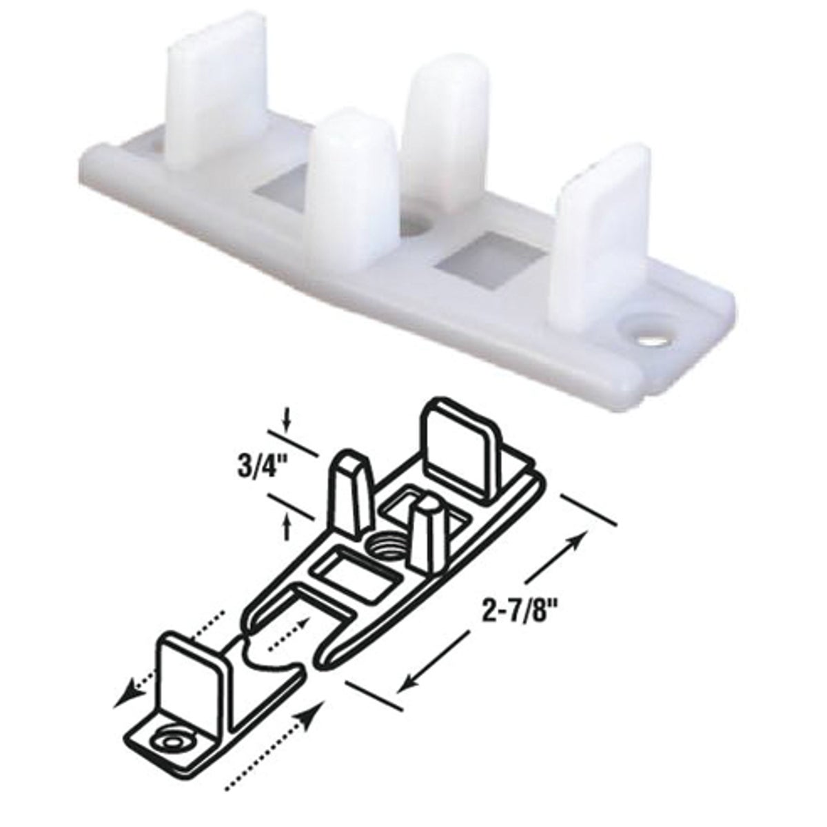 Prime-Line Adjustable Nylon Base Bypass Door Bottom Guide