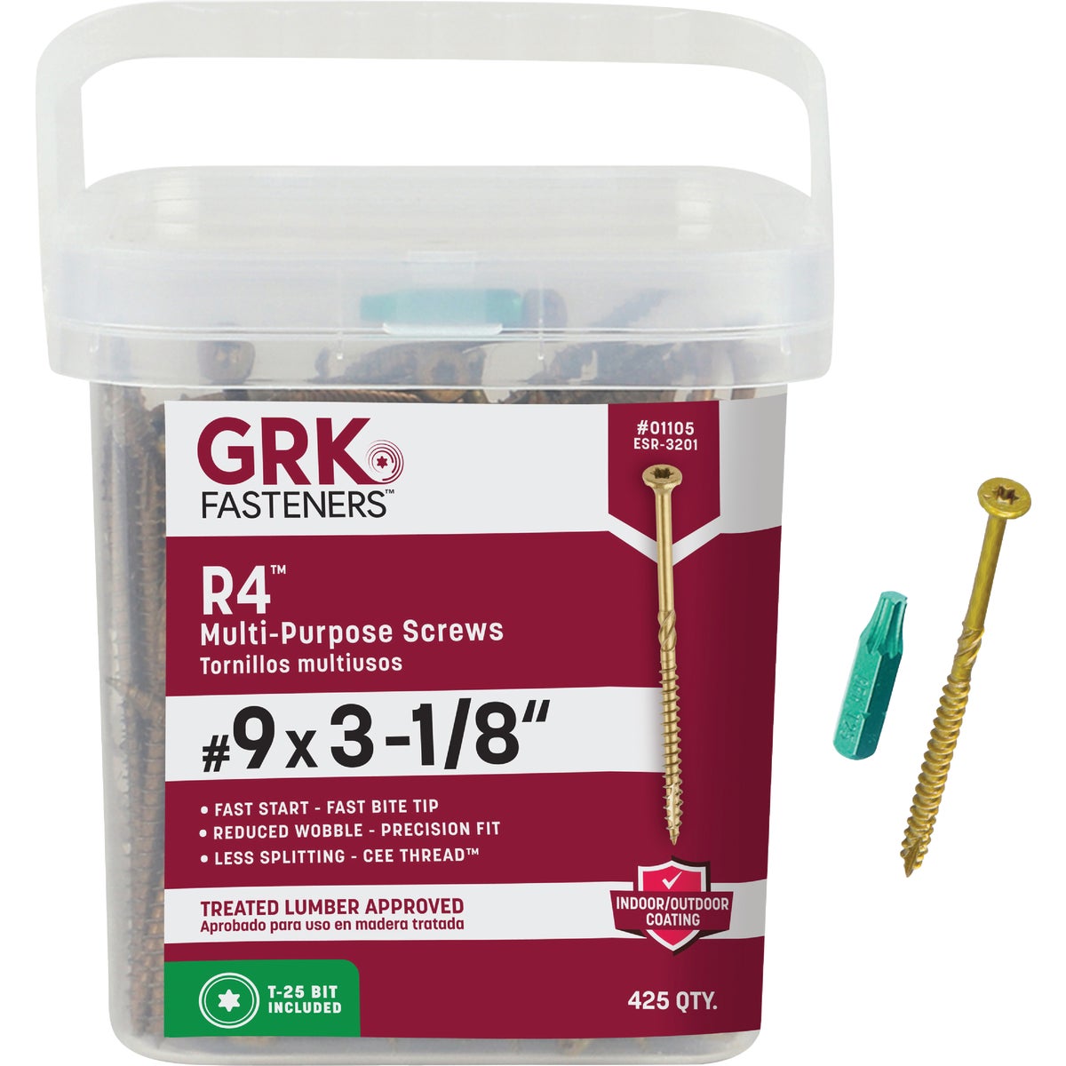 GRK R4 #9 x 3-1/8 In. Star Drive Multi-Purpose Wood Screw (425 Ct.)
