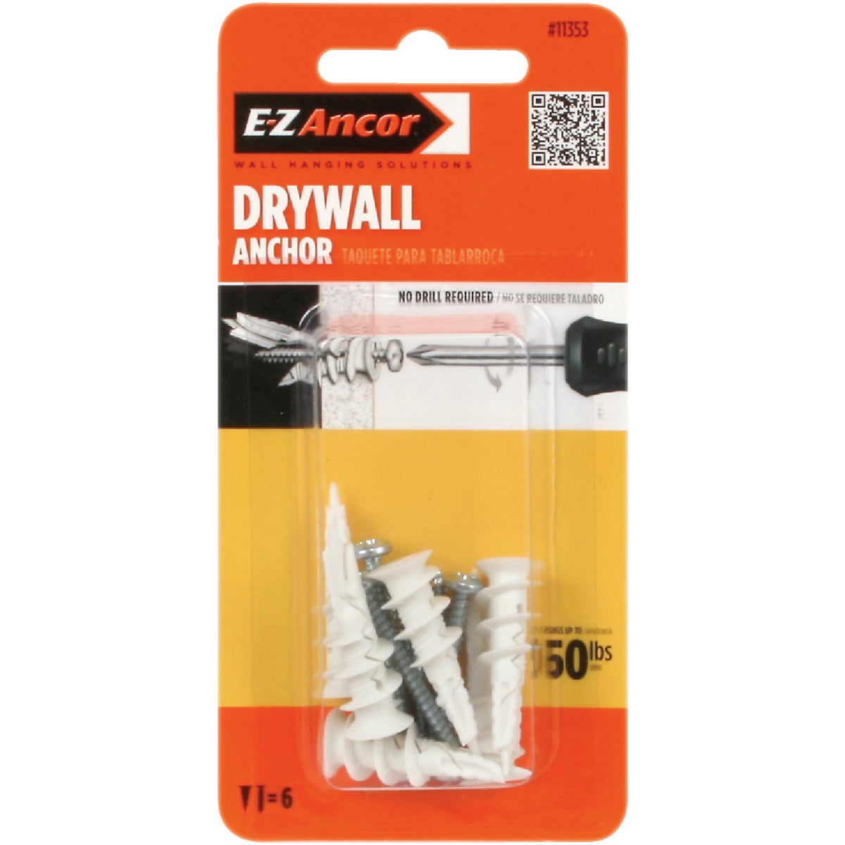 E-Z Ancor Twist-N-Lock #6 x 1-1/4 In. 50 Lbs. Drywall Anchor (6 Ct.)