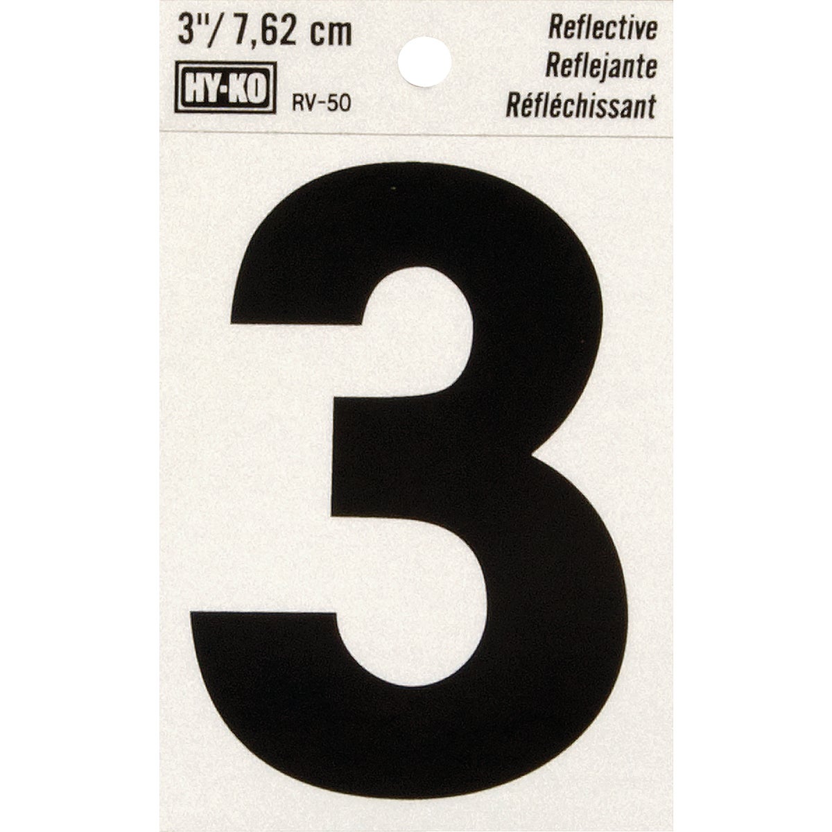 Hy-Ko Vinyl 3 In. Reflective Adhesive Number Three