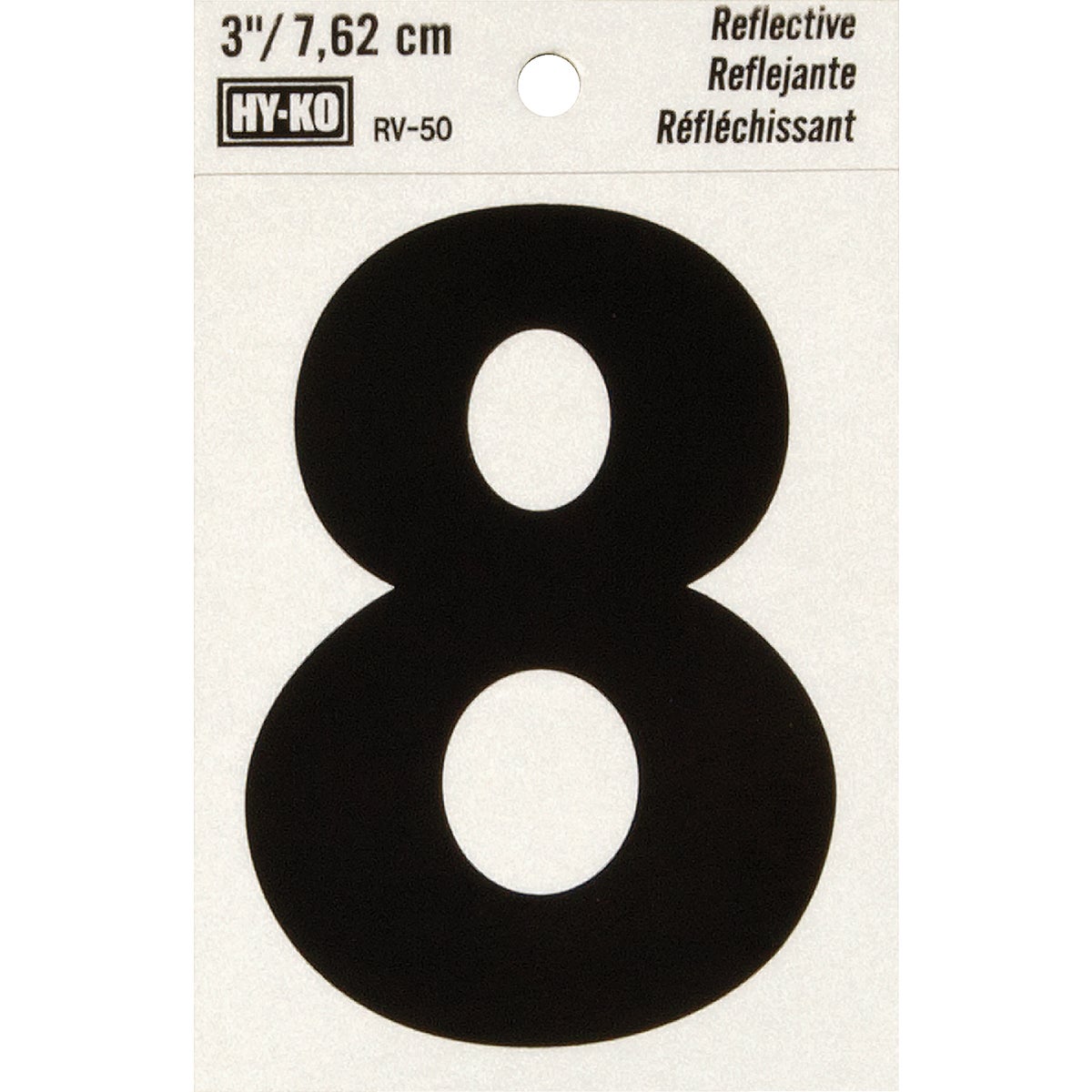 Hy-Ko Vinyl 3 In. Reflective Adhesive Number Eight