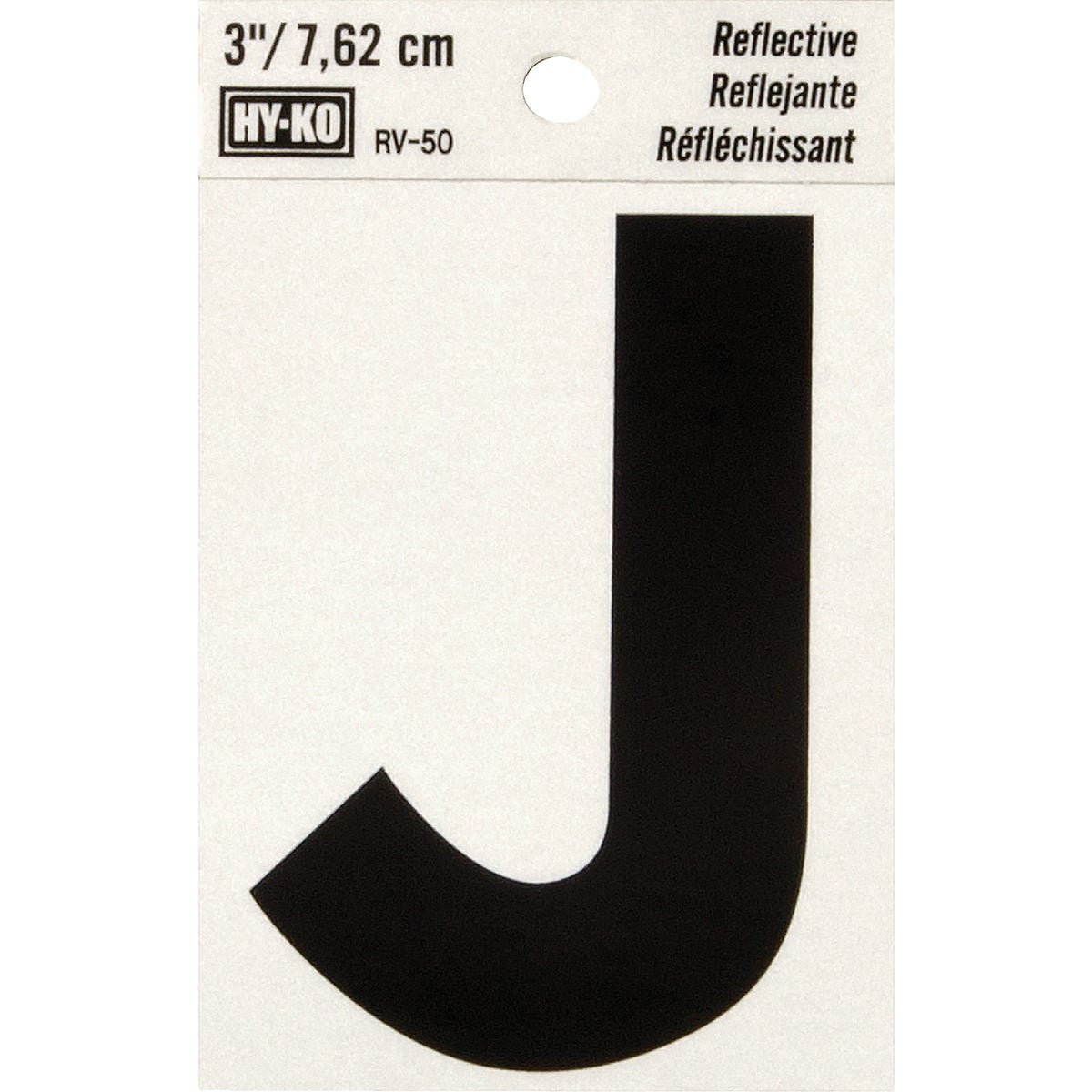 Hy-Ko Vinyl 3 In. Reflective Adhesive Letter, J