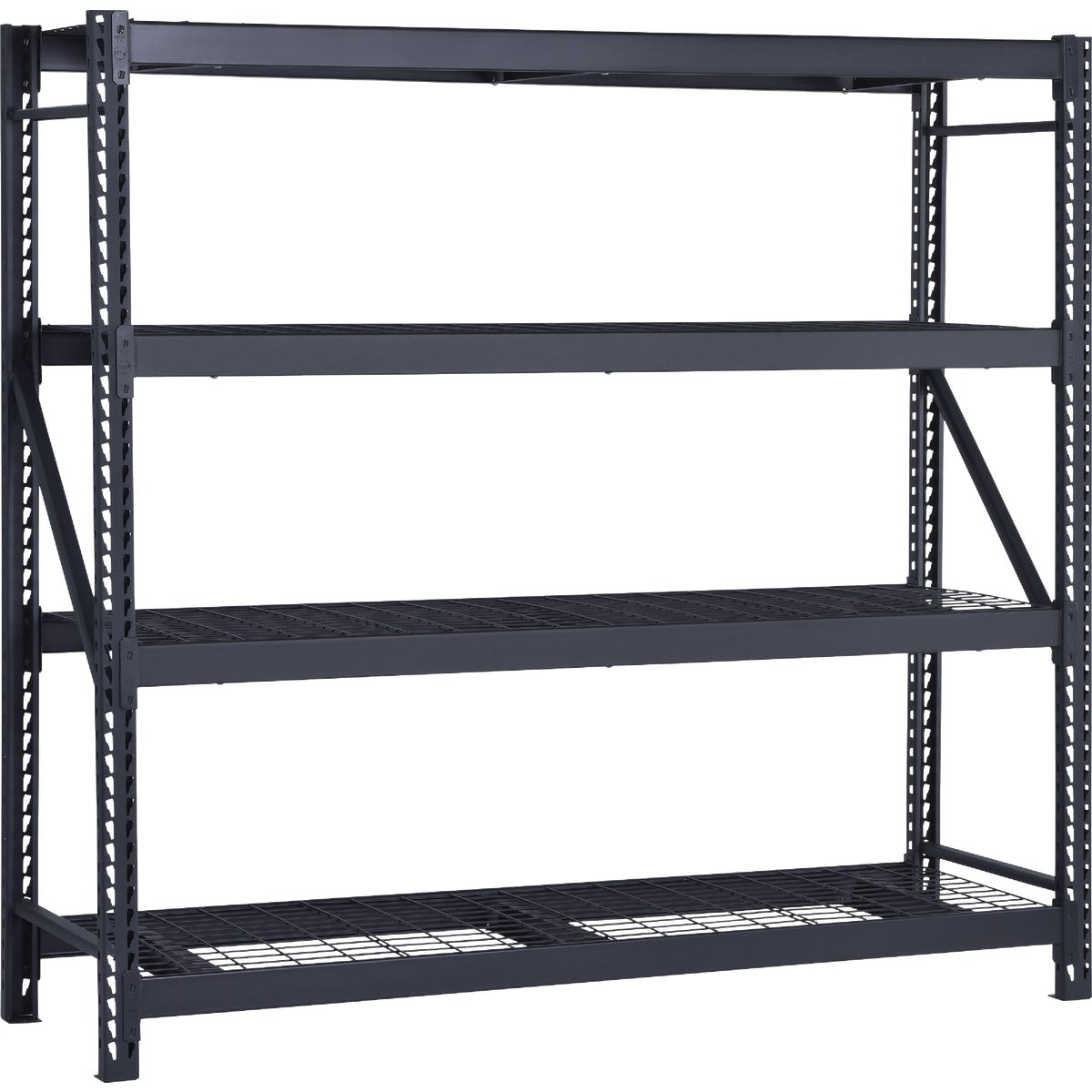 Muscle Rack 77 In. W. x 24 In. D. x 72 In. H. 4-Tier Black Steel Welded Rack