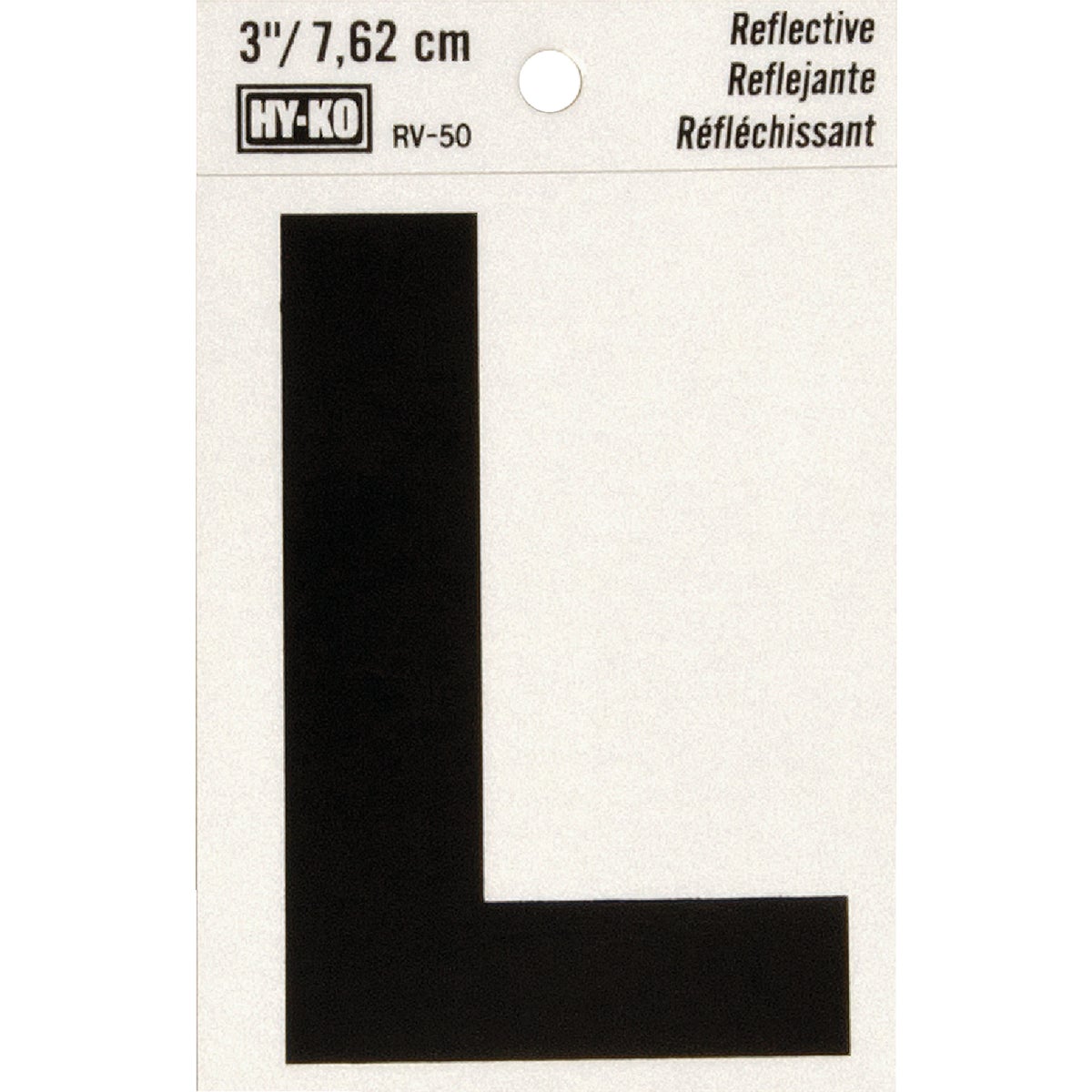 Hy-Ko Vinyl 3 In. Reflective Adhesive Letter, L