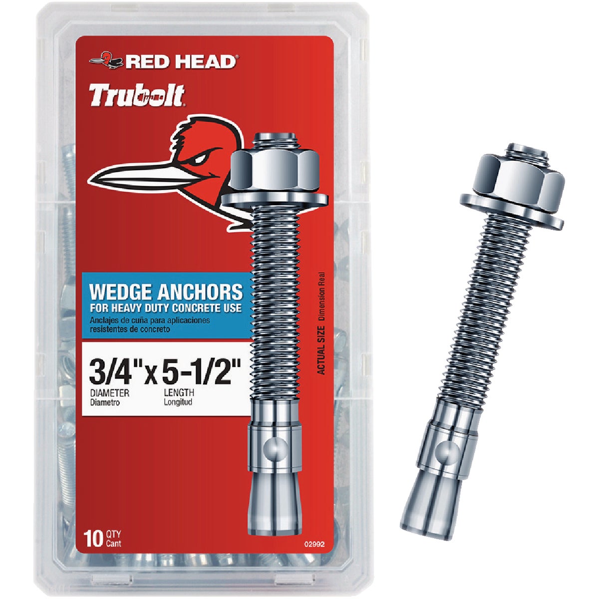 Red Head 3/4 In. x 5-1/2 In. Concrete Wedge Anchor (10 Ct.)