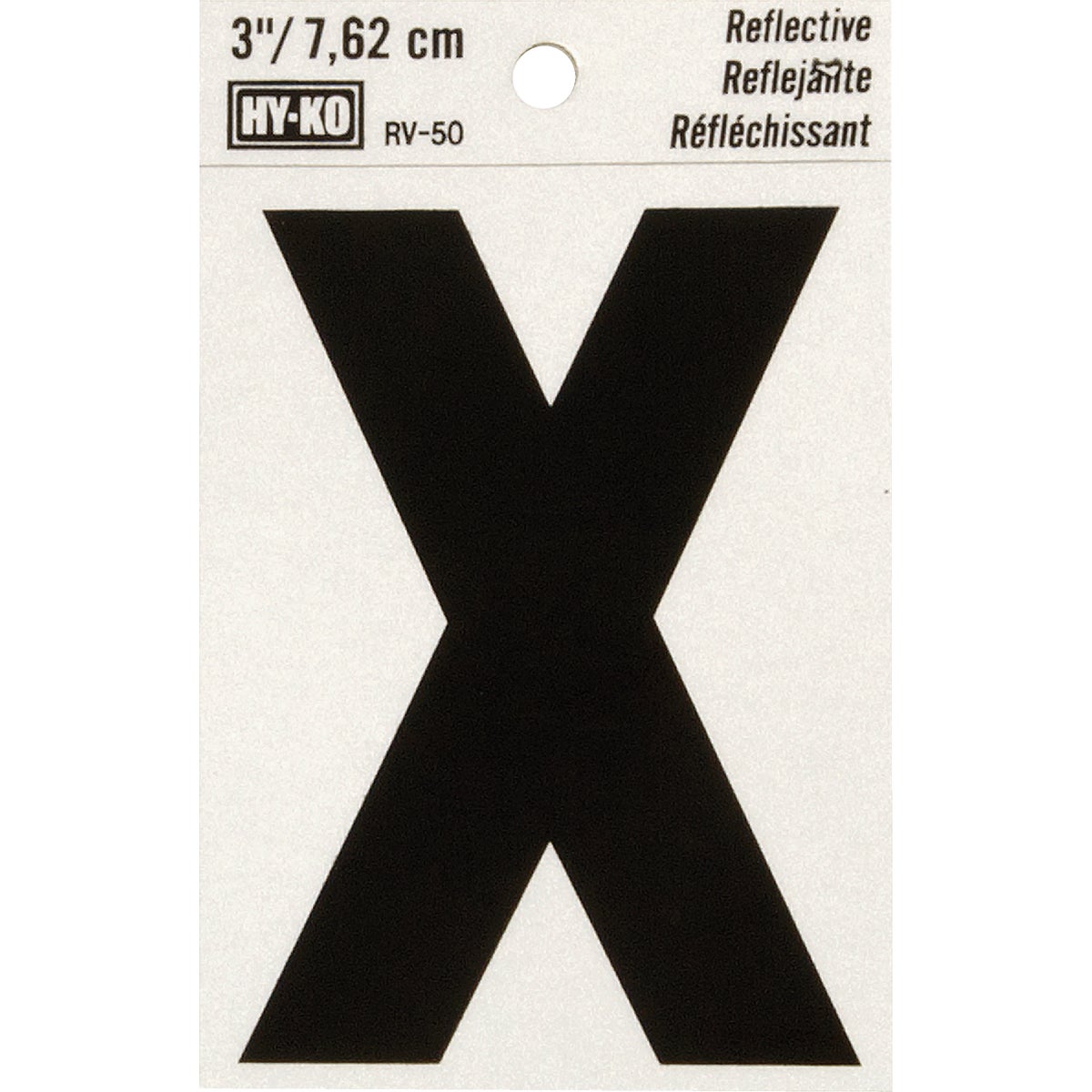 Hy-Ko Vinyl 3 In. Reflective Adhesive Letter, X