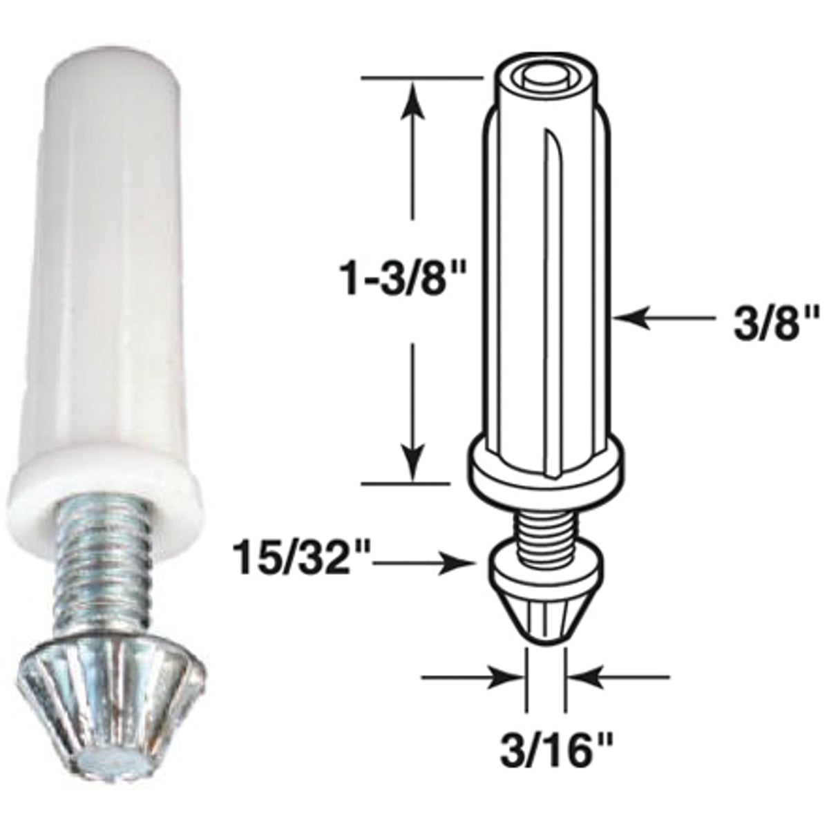 Prime-Line 3/8 In. Grooved Tip Bifold Door Bottom Pivot (2 Count)