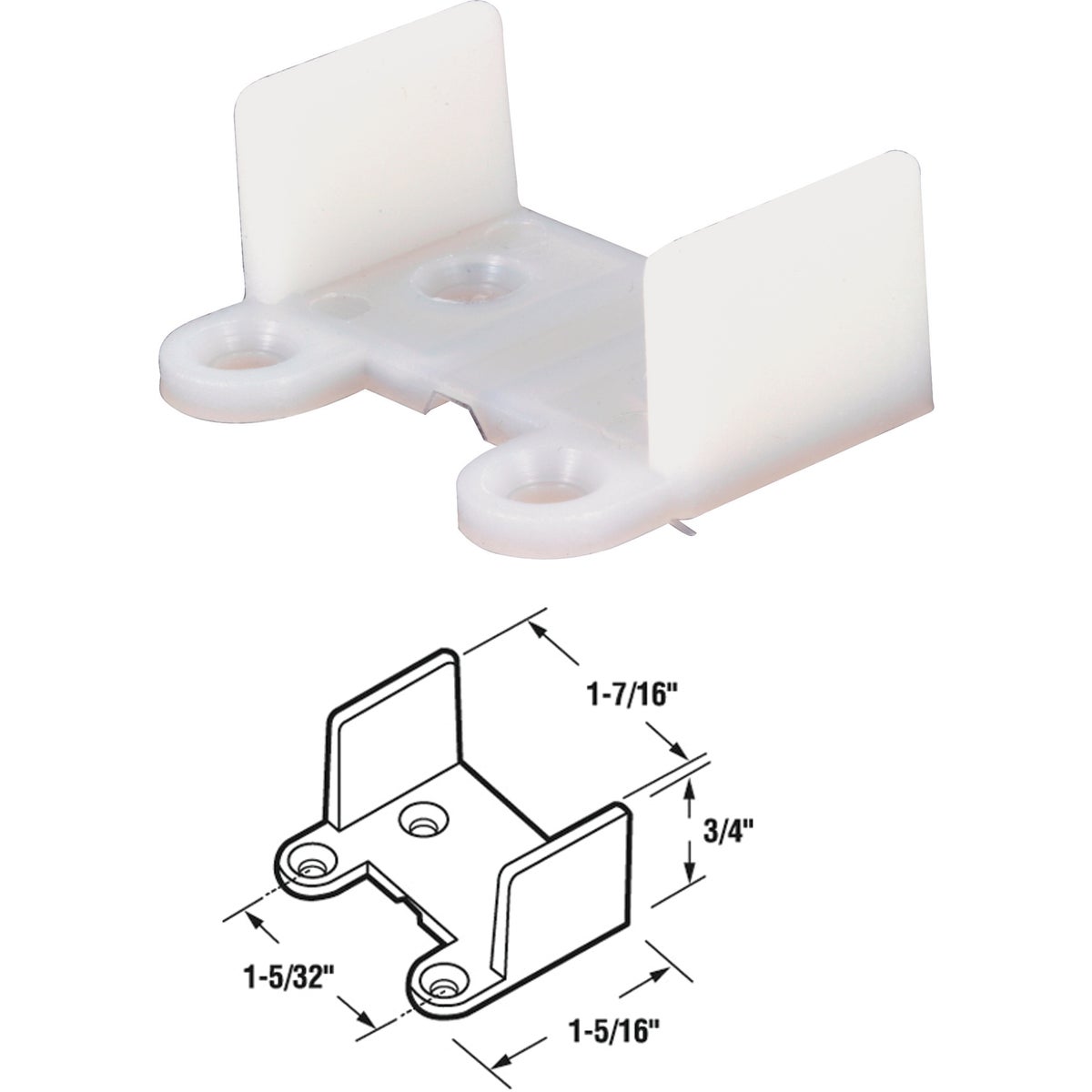 Prime-Line 1-7/16 In. x 3/4 In. White Nylon Single Pocket Door Guide