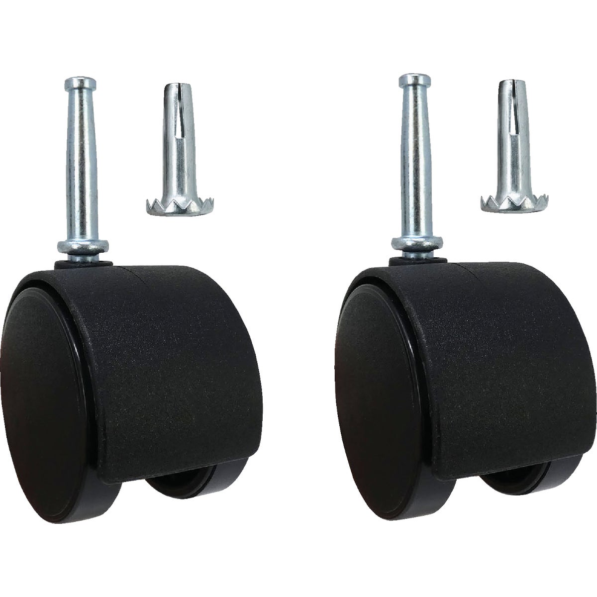 Do it 2 In. Dia. Black Twin Wheel Caster with 1-1/2 In. Stem (2-Pack)