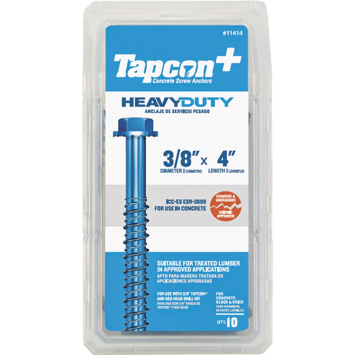 Tapcon 3/8 In. x 4 In. Hex Washer Concrete Screw Anchor (10 Ct.)