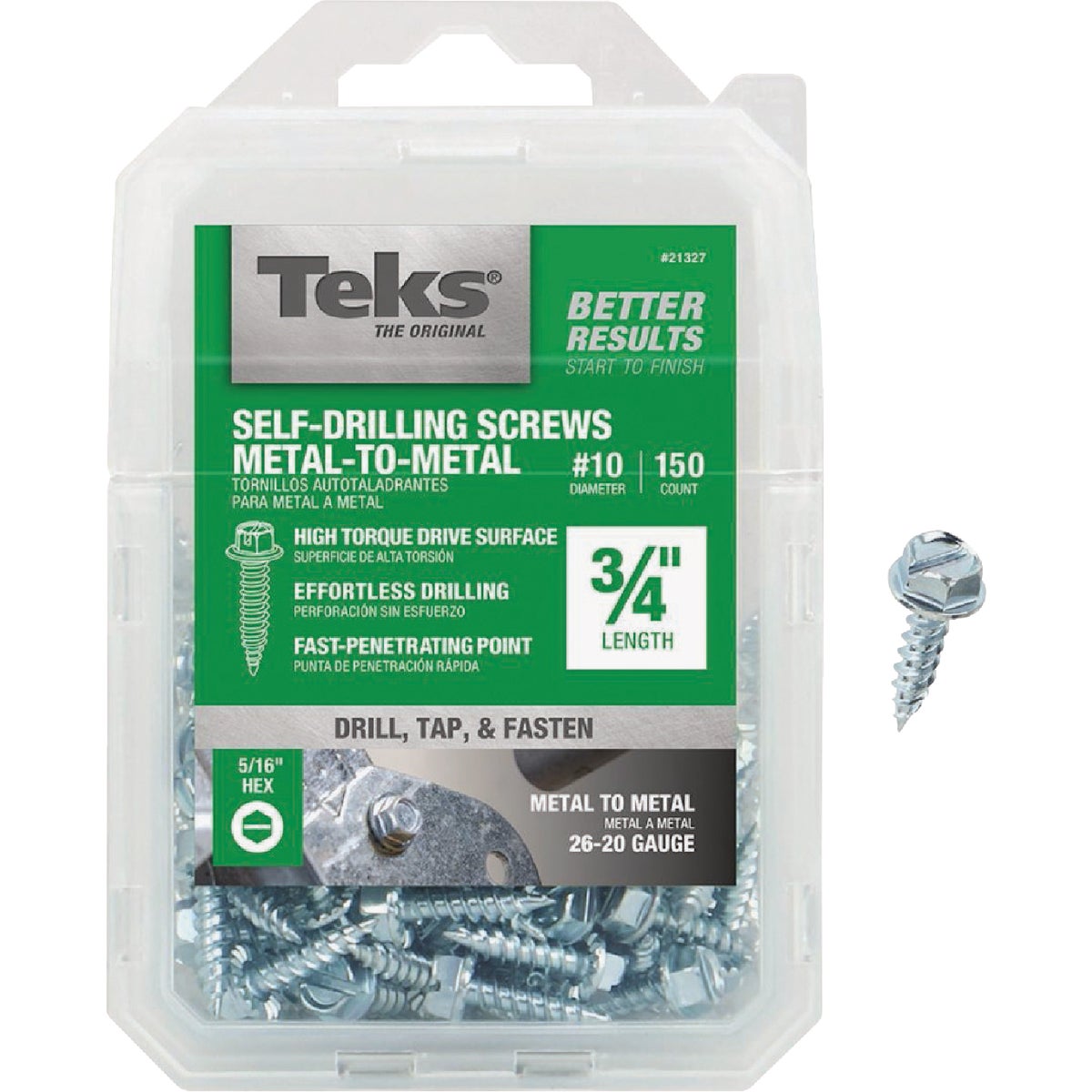 Teks #10 x 3/4 In. Hex Washer Head Sharp Point Metal to Metal Screw (150 Ct.)