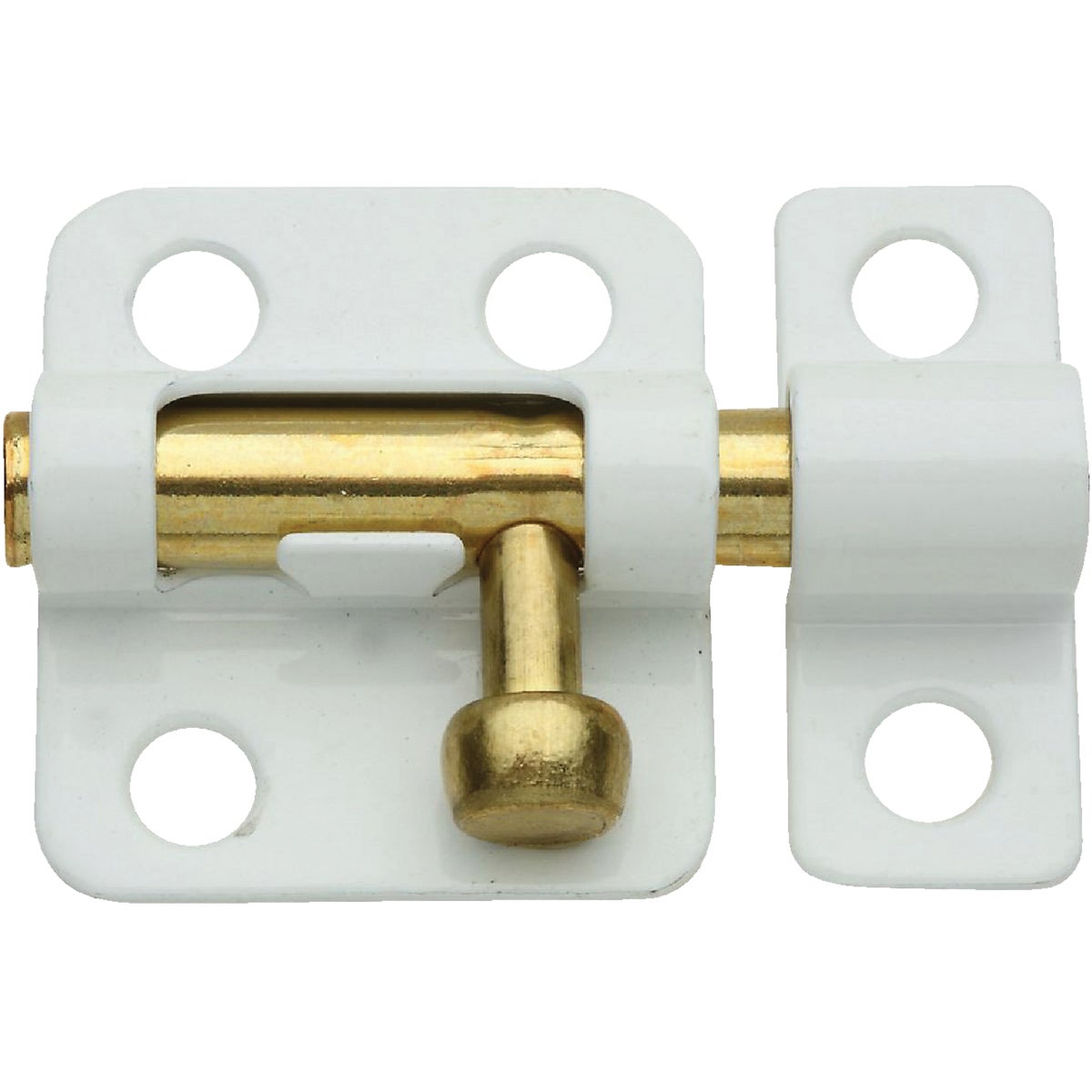 National 2 In. White Cellar Window Barrel Bolt