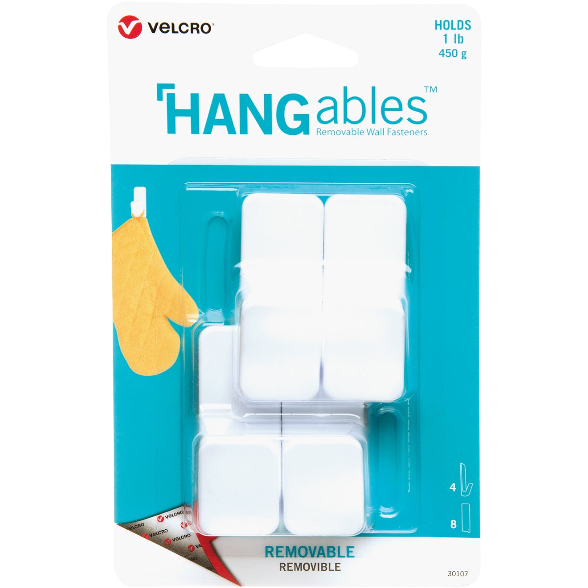 Velcro Brand Hangables 1 Lb. Capacity White Removable Small Hook (4 Count)