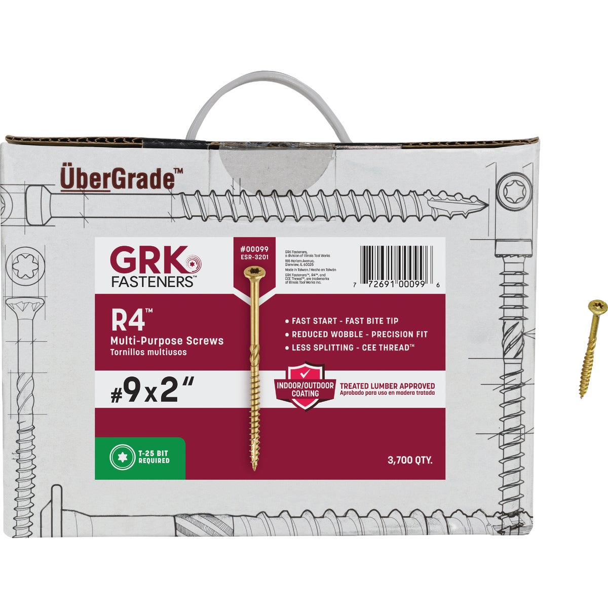 GRK R4 #9 x 2 In. Star Drive Multi-Purpose Wood Screw (3700 Ct.)