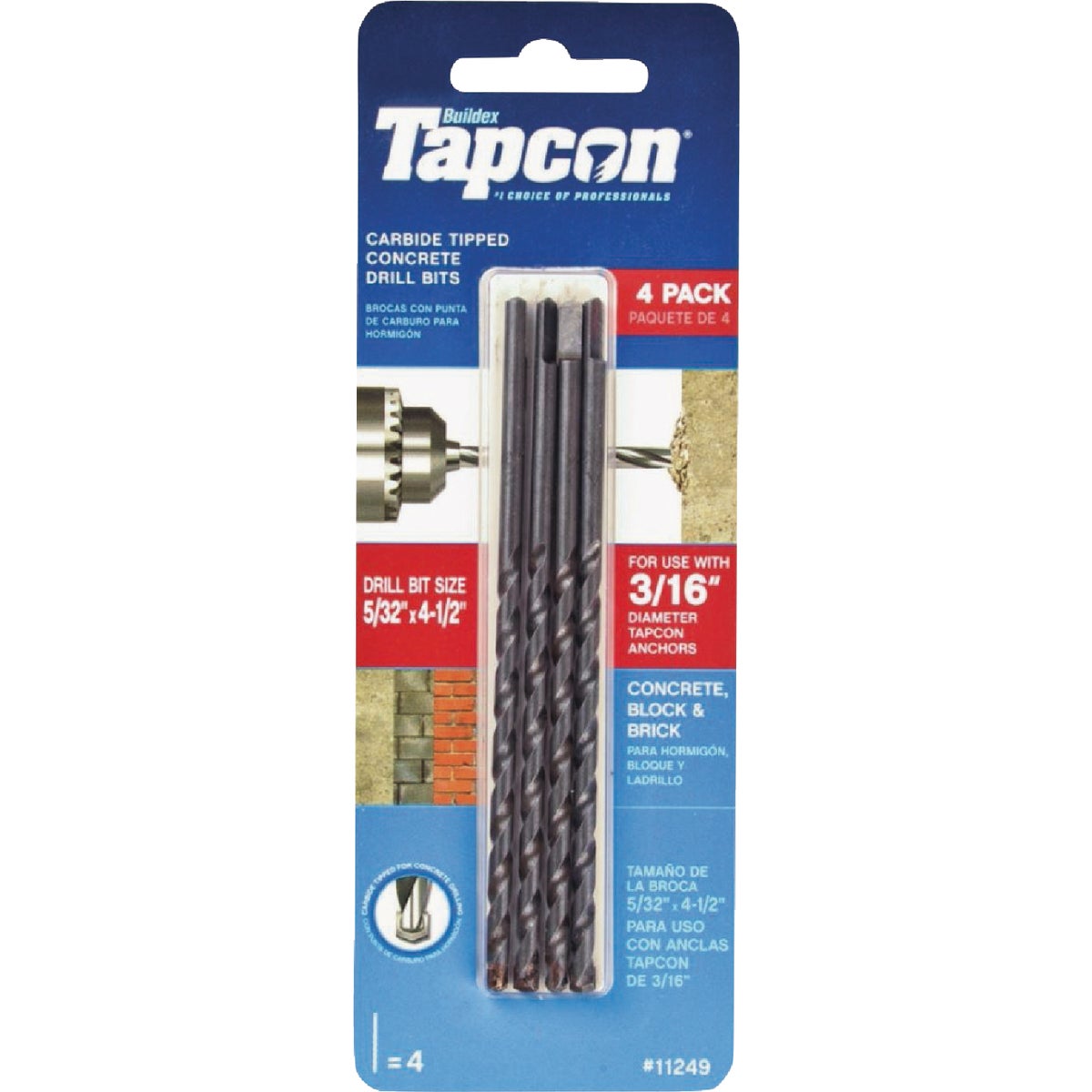 Tapcon 5/32 In. x 4-1/2 In. Carbide Masonry Drill Bit (4-Pack)