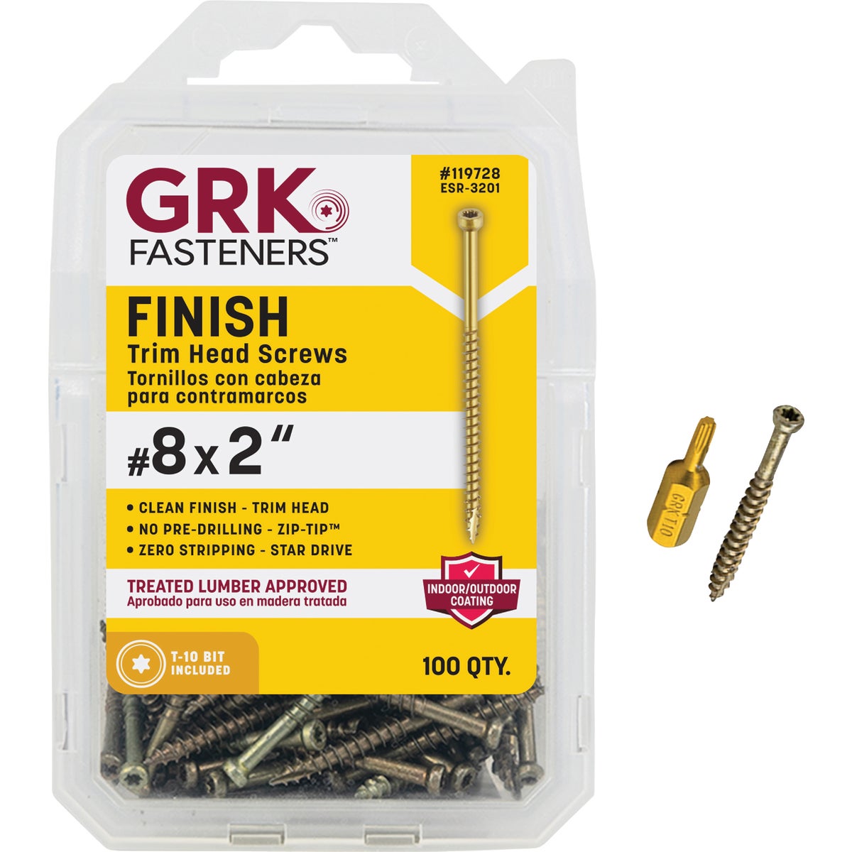 GRK #8 x 2 In. Star Drive Steel Trim Screw (100 Ct.)