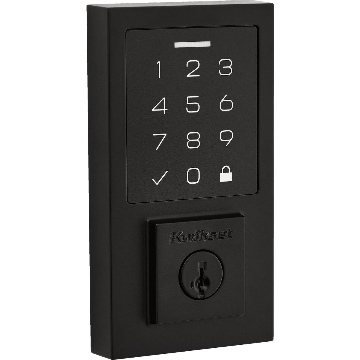 Kwikset SmartCode 270 Contemporary Touchpad Electronic Deadbolt With SmartKey, Matte Black
