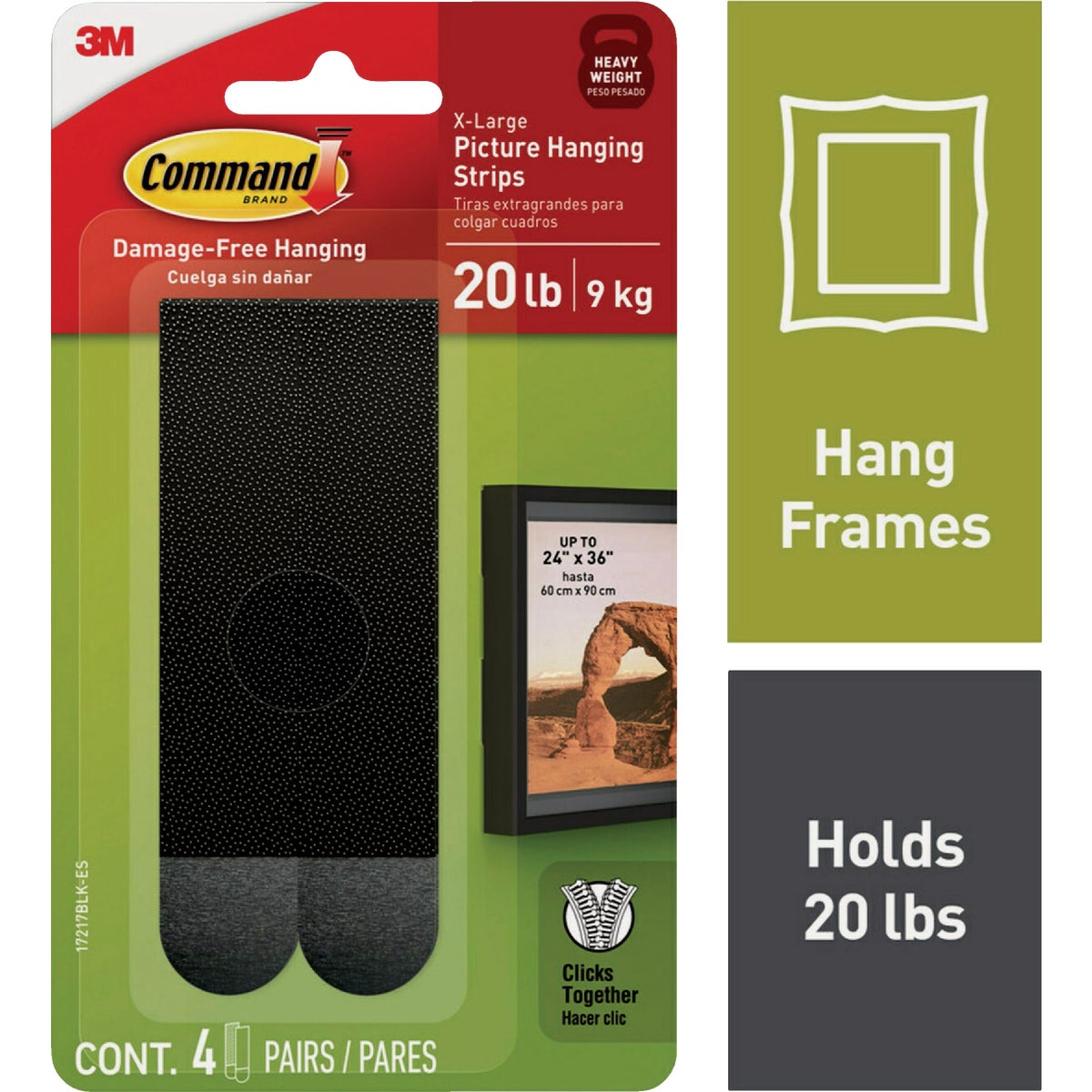 Command 20 Lb. Black Picture Hanging Strips (4 Pairs)