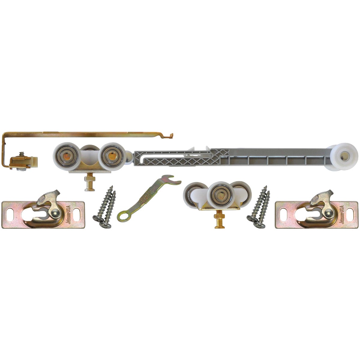 Johnson Hardware Mill Aluminum Steel Soft Close Barn Door Hardware Kit