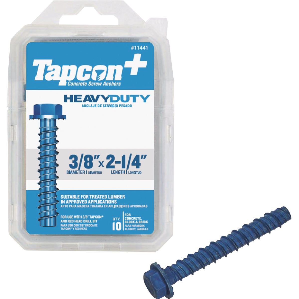 Tapcon 3/8 In. x 2-1/4 In. Hex Washer Concrete Screw Anchor (10 Ct.)