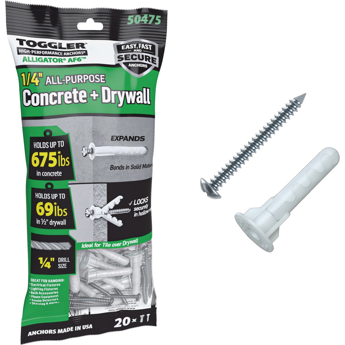 Toggler Alligator #10 x 1/2 In. Concrete & Drywall Anchors (20 Ct.)