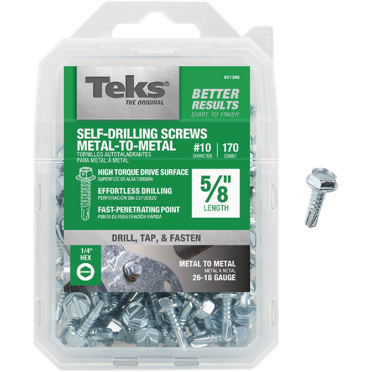 Teks #10 x 5/8 In. Hex Washer Head Drill Point Metal to Metal Screw (170 Ct.)