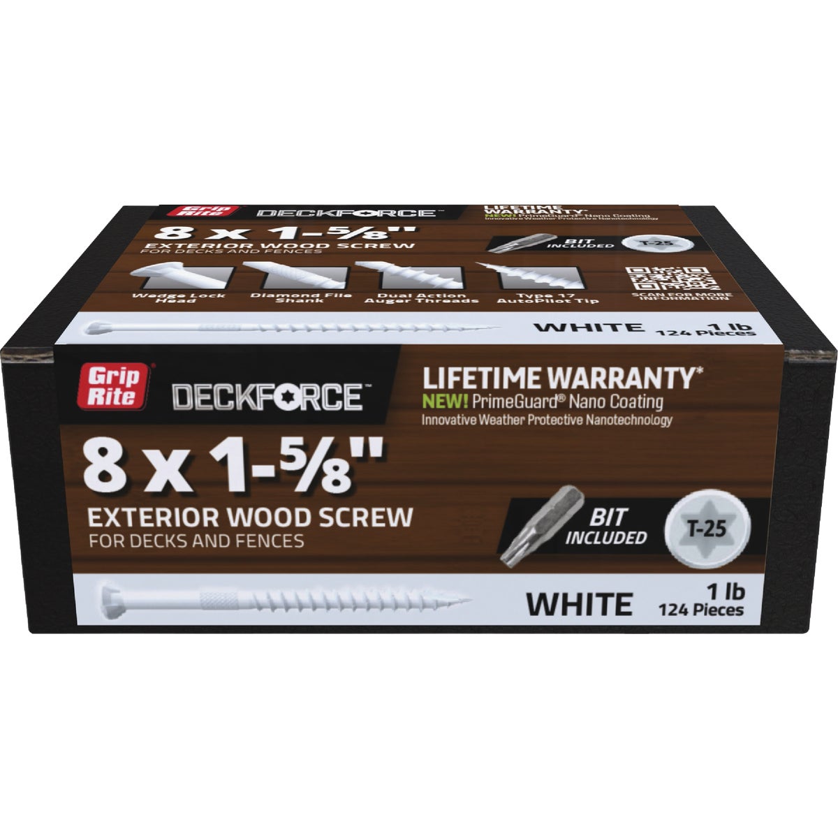 Grip-Rite DeckForce PrimeGuard Nano #8 x 1-5/8 In. Star Drive White Screw (1 Lb.)