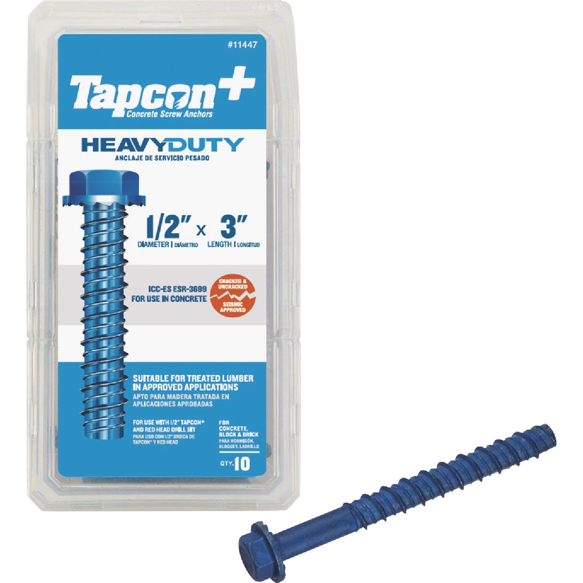 Tapcon 1/2 In. x 3 In. Hex Washer Concrete Screw Anchor (10 Ct.)