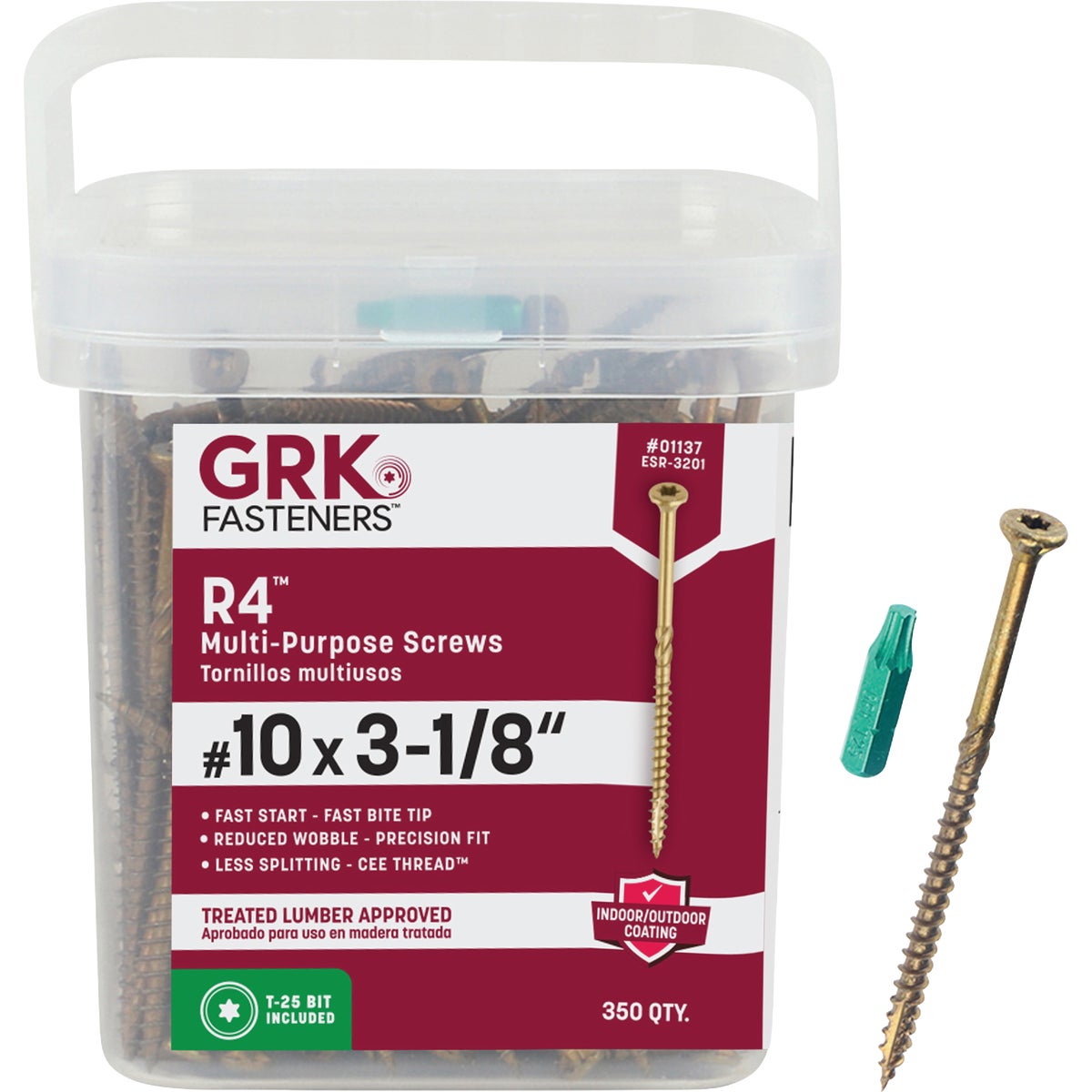 GRK R4 #10 x 3-1/8 In. Star Drive Multi-Purpose Wood Screw (350 Ct.)