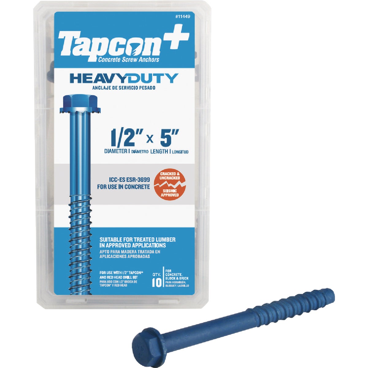 Tapcon 1/2 In. x 5 In. Hex Washer Concrete Screw Anchor (10 Ct.)