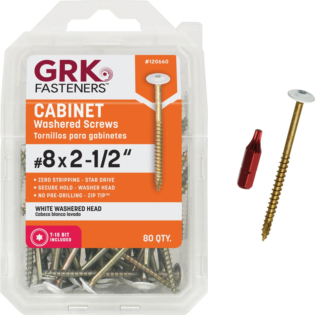 GRK #8 x 2-1/2 In. Star Drive White Cabinet Screw (80 Ct.)