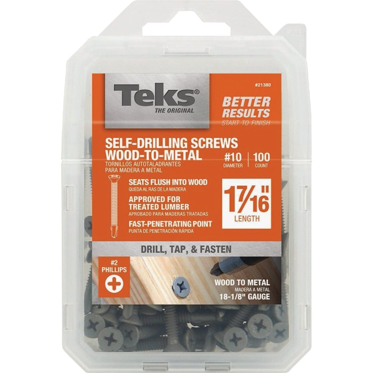 Teks #10 x 1-7/16 In. Phillips Flat Head Self-Drilling Wood to Metal Screw (100 Ct.)