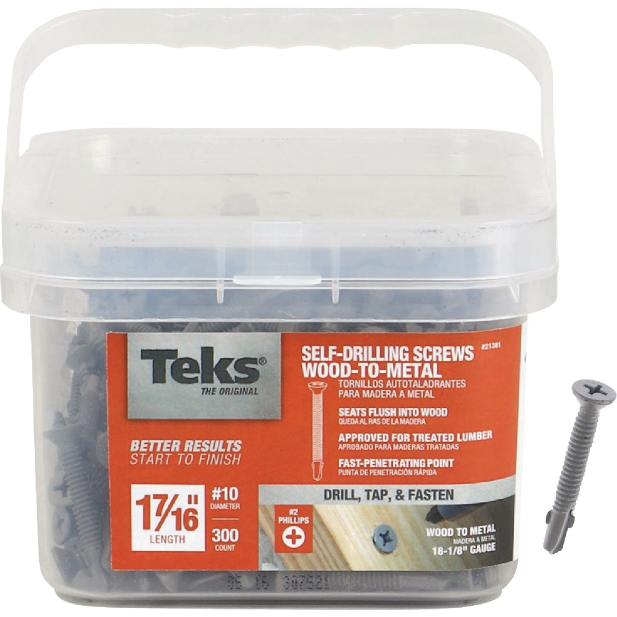Teks #10 x 1-7/16 In. Phillips Flat Head Self-Drilling Wood to Metal Screw (300 Ct.)