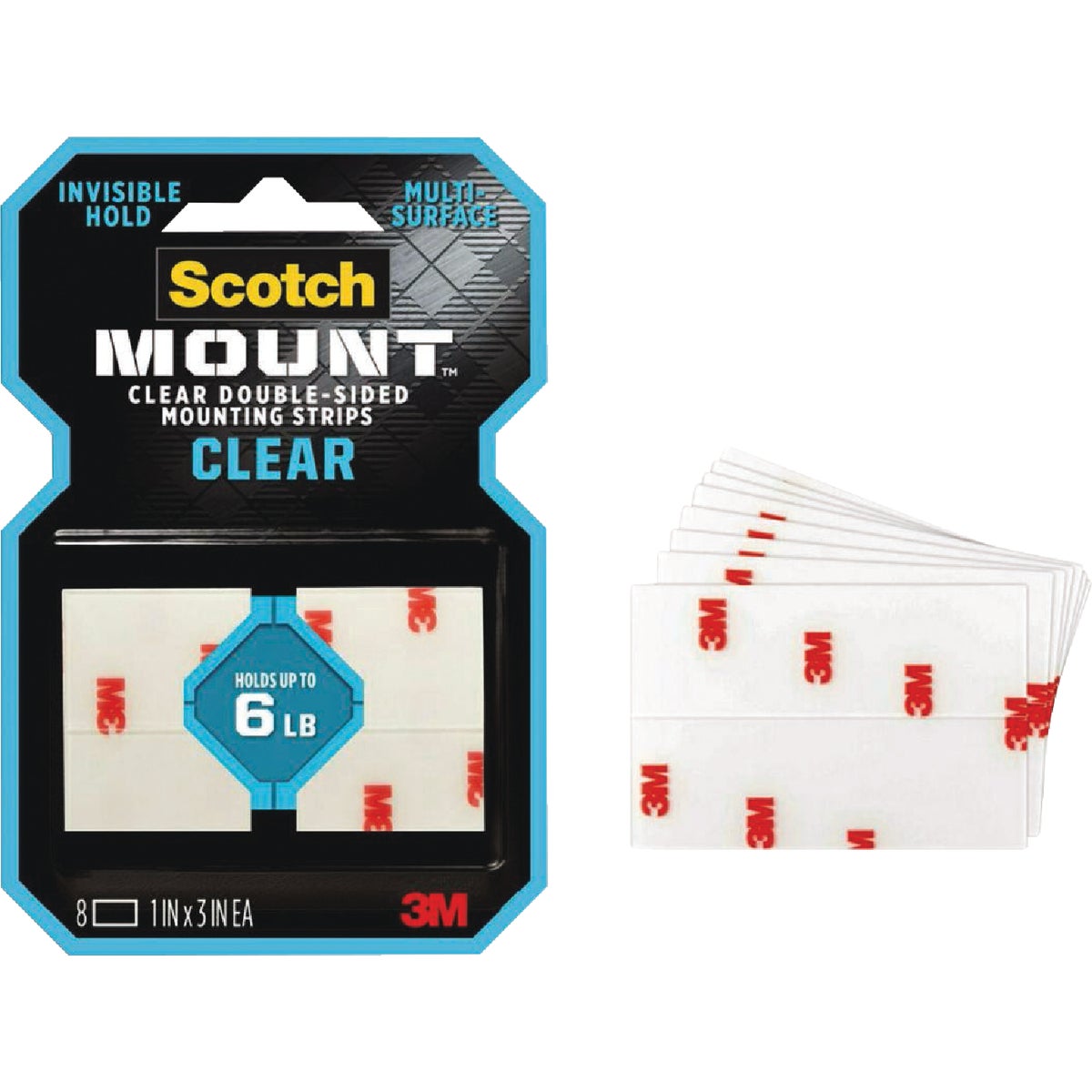 Scotch Mount 1 In. x 3 In. Clear Double-Sided Mounting Strips (8-Count)