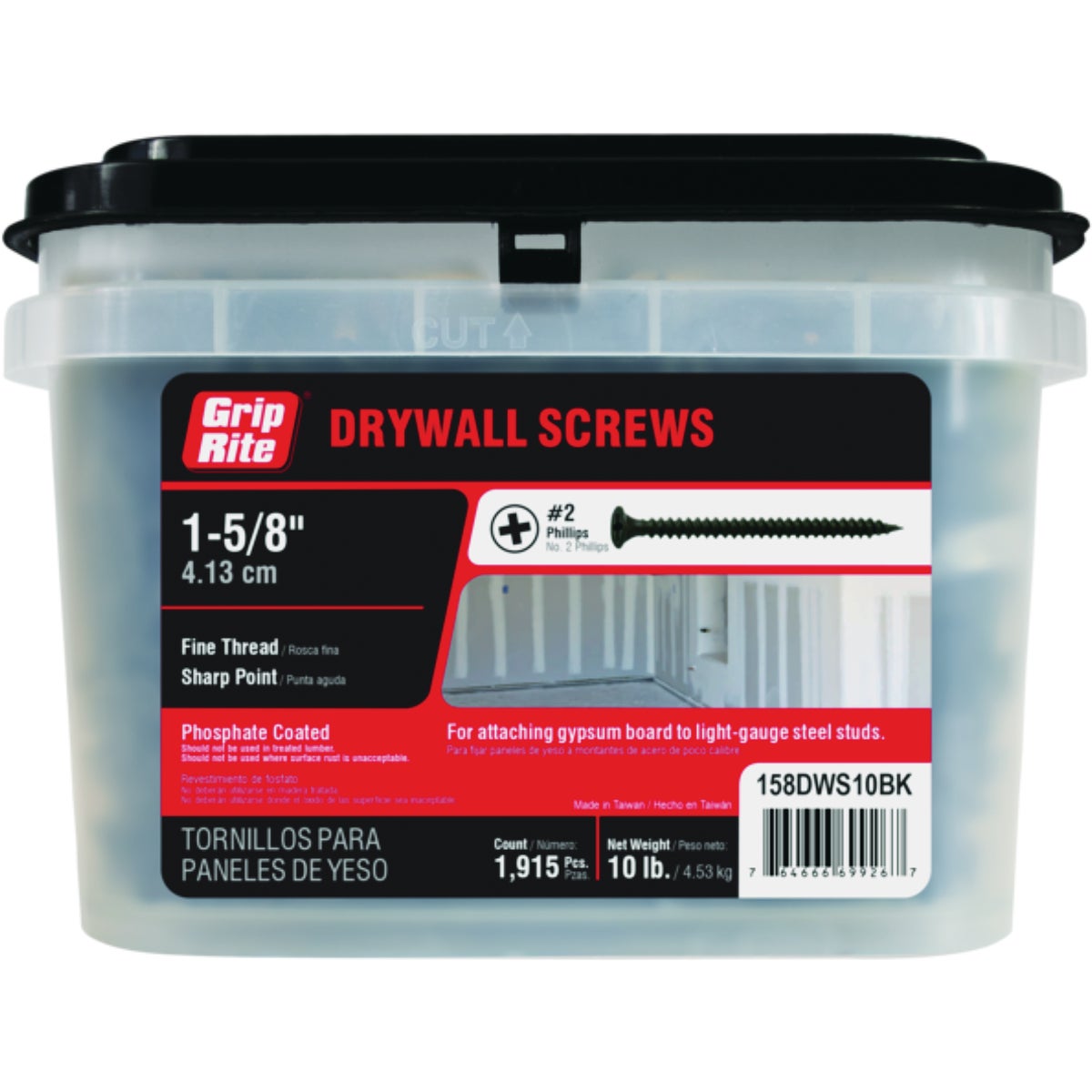 Grip-Rite #6 x 1-5/8 In. Fine Drywall Screw, 10 Lb.