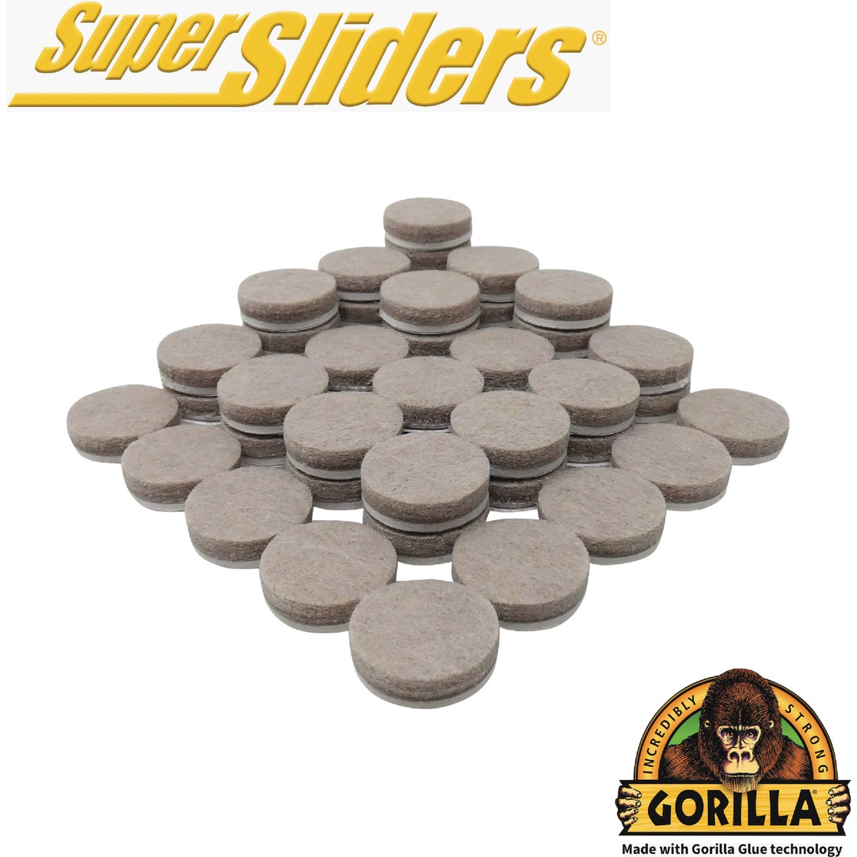 Gorilla Super Sliders 1 In. Beige Felt Pad (48-Piece)