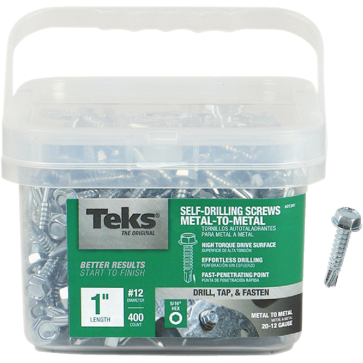 Teks #12 x 1 In. Hex Washer Head Drill Point Metal to Metal Screw (400 Ct.)