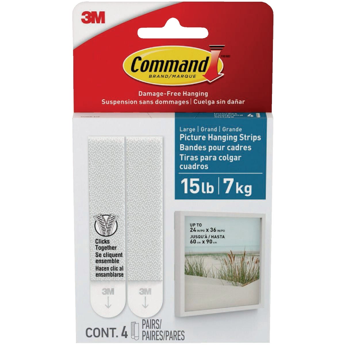 Command 15 Lb. White Bath Picture Hanging Strips, 4 Pairs