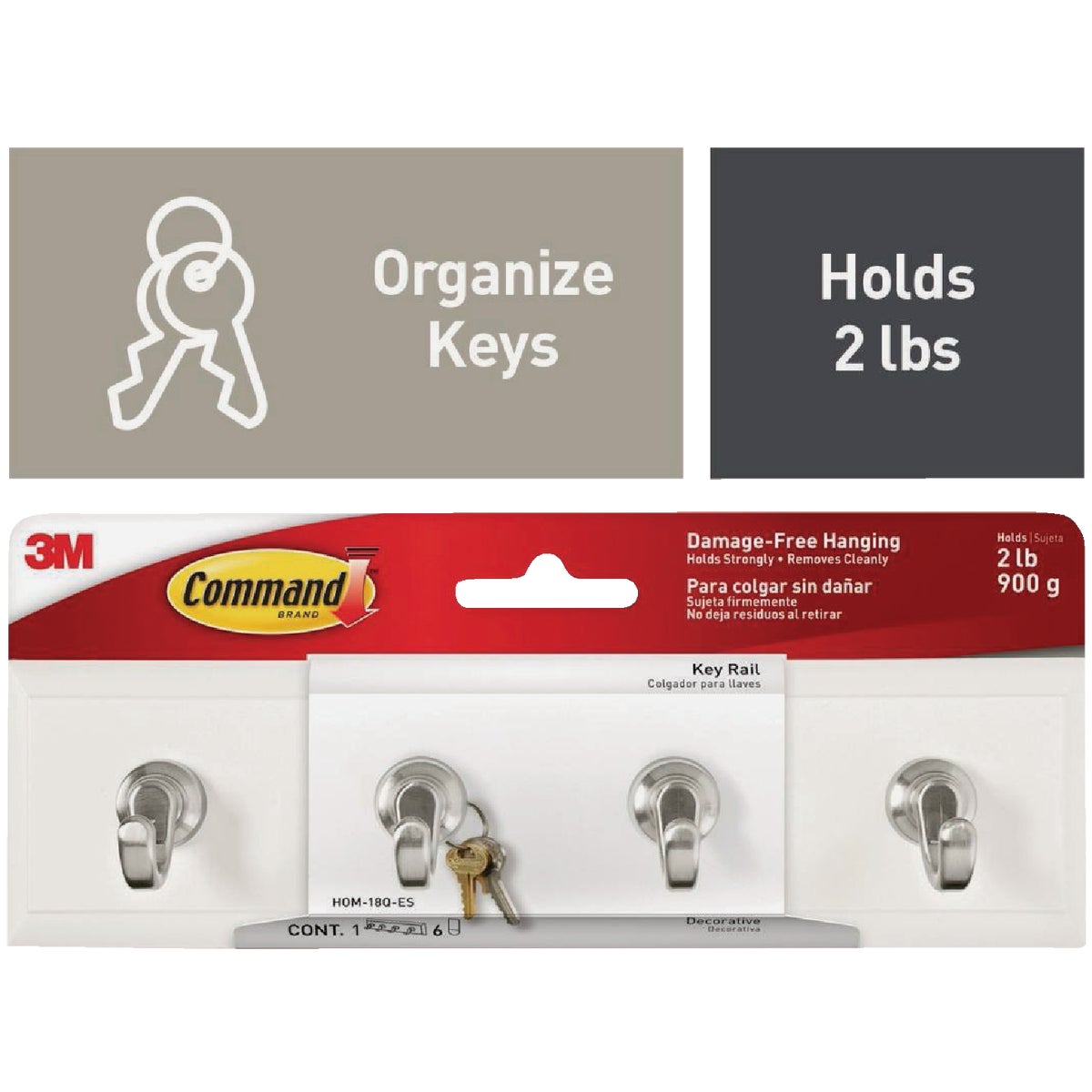 Command Quartz Adhesive Key Rail, 6 Strips