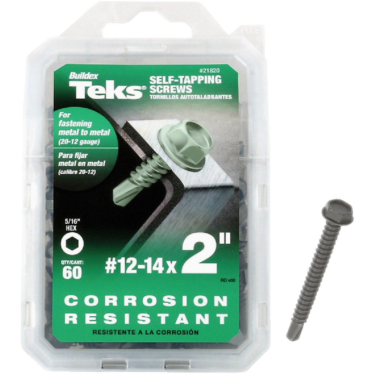 Teks #12 x 2 In. Hex Washer Head Drill Point Metal to Metal Screw (60 Ct.)