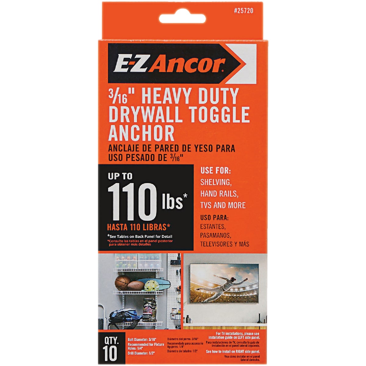 E-Z Ancor 1/4 In. Heavy Duty Pull Toggle Drywall Anchor (10-Pack)