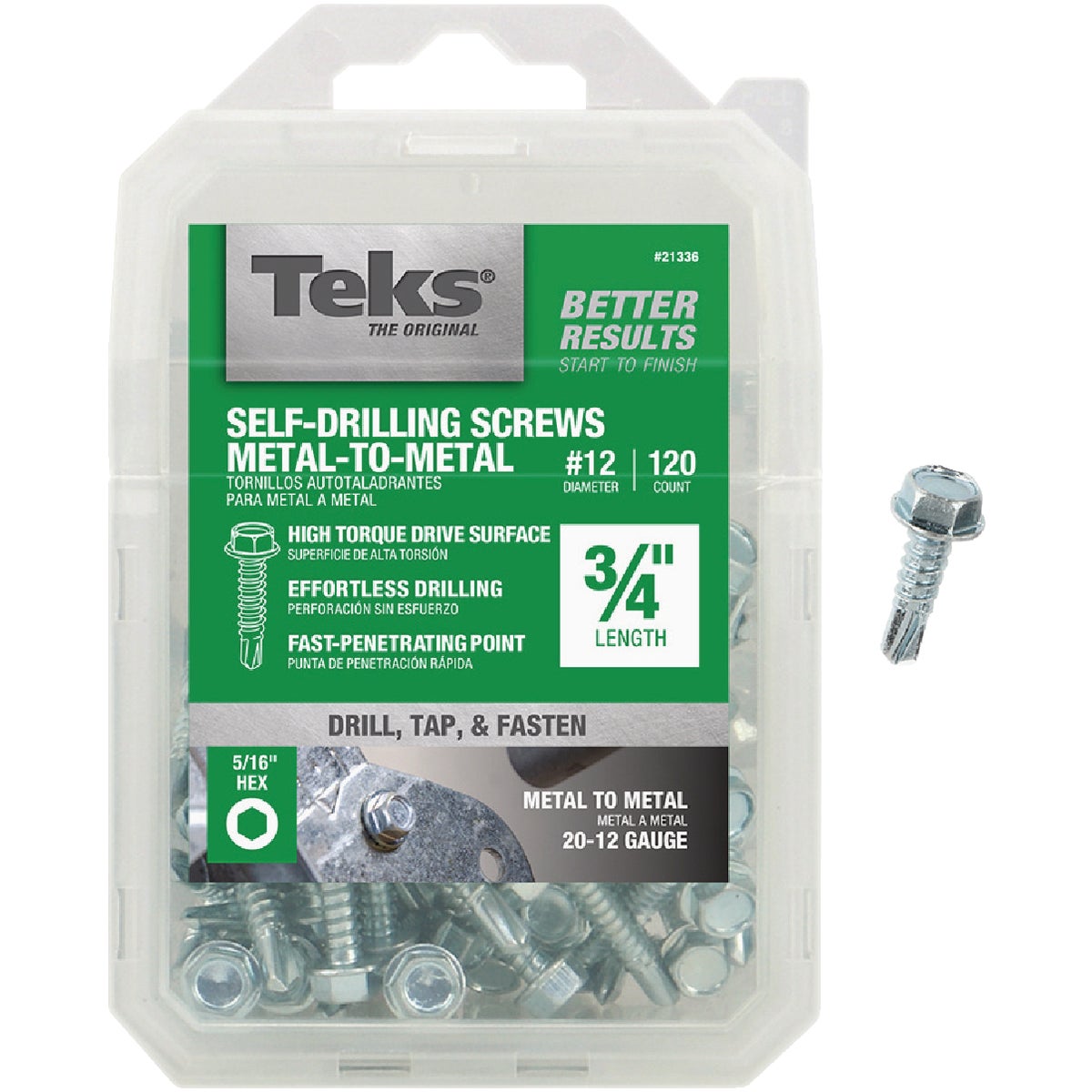 Teks #12 x 3/4 In. Hex Washer Head Drill Point Metal to Metal Screw (120 Ct.)