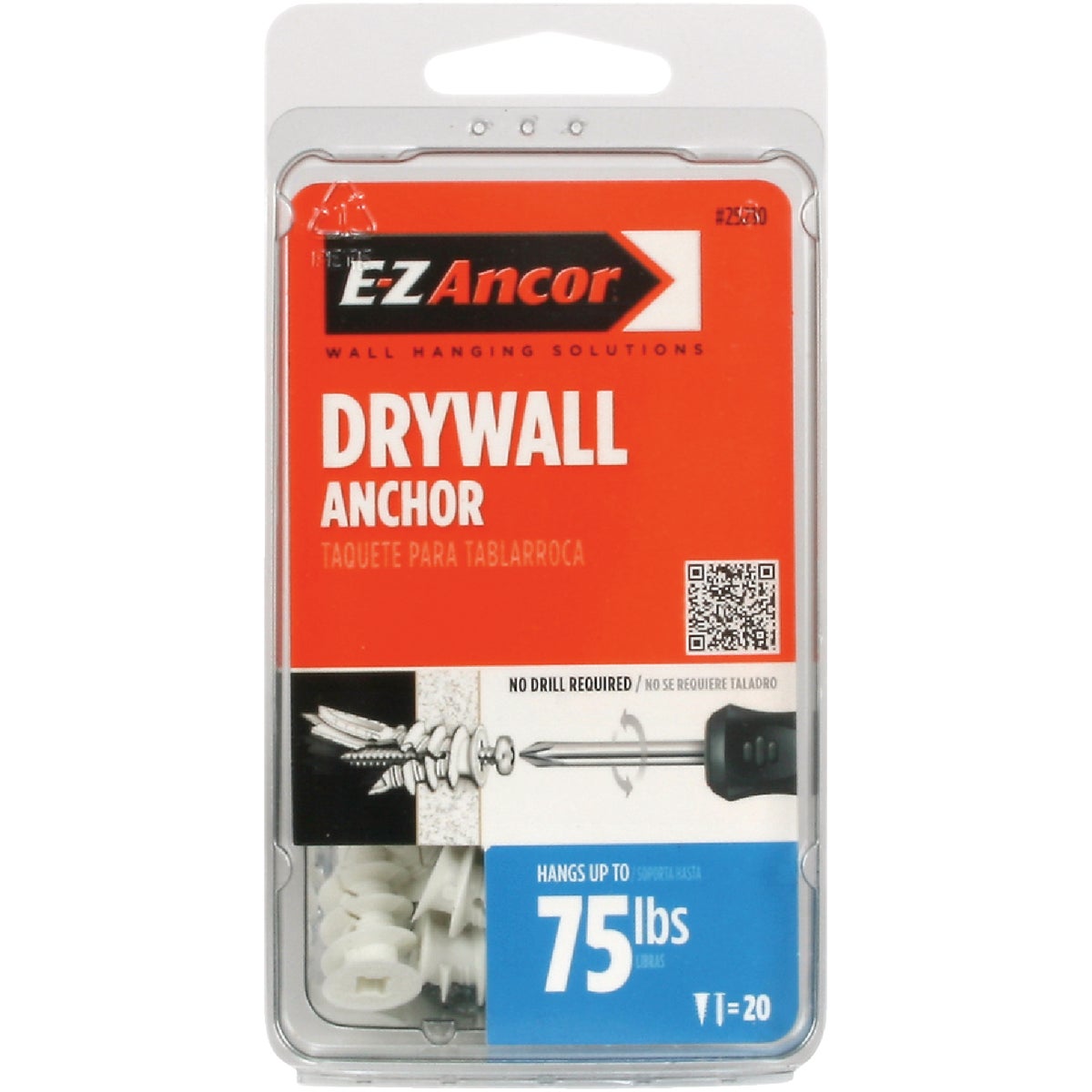 E-Z Ancor Twist-N-Lock #8 x 1-1/4 In. 75 Lb. Drywall Anchor (20 Ct.)